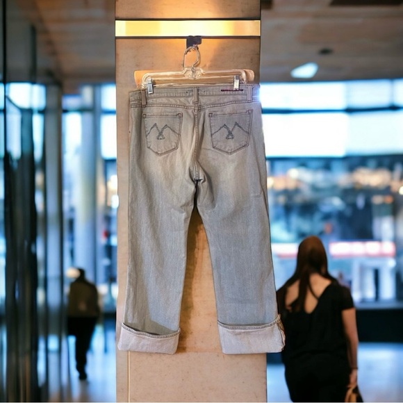 Trendy Bootcut/wide leg cuffed up jeans. Baby blue. Super soft and comfortable. - Picture 2 of 15